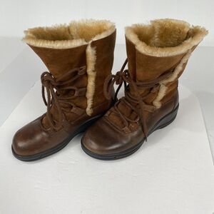 Dansko Chris shearling leather mid calf winter‎ boots SZ 37 Brown Slip Resistant